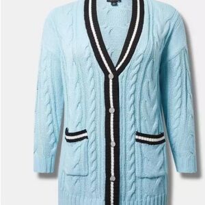 Chunky Cable Boyfriend Cardigan V-Neck Sweater Size 00- NWOT